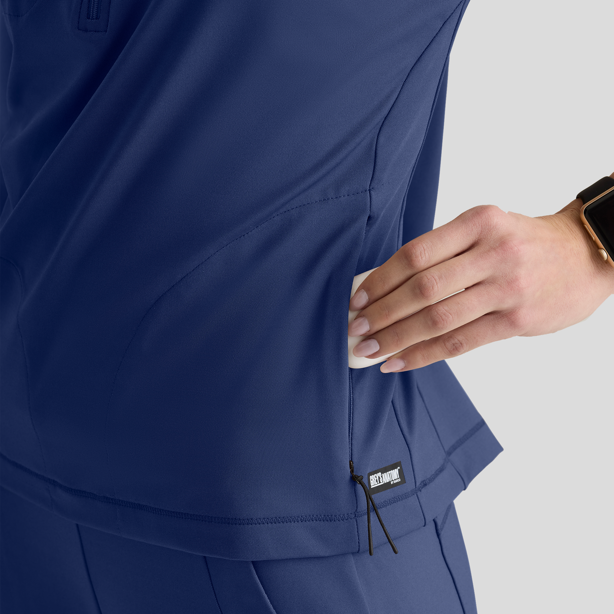 Crystal 3-Pocket Mock Neck Zip-Placket Top | Navy