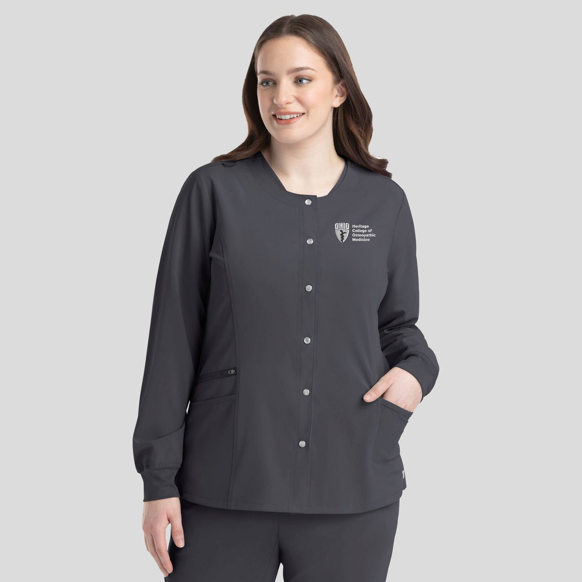 Ohio University Womenβs Snap Jacket | Pewter