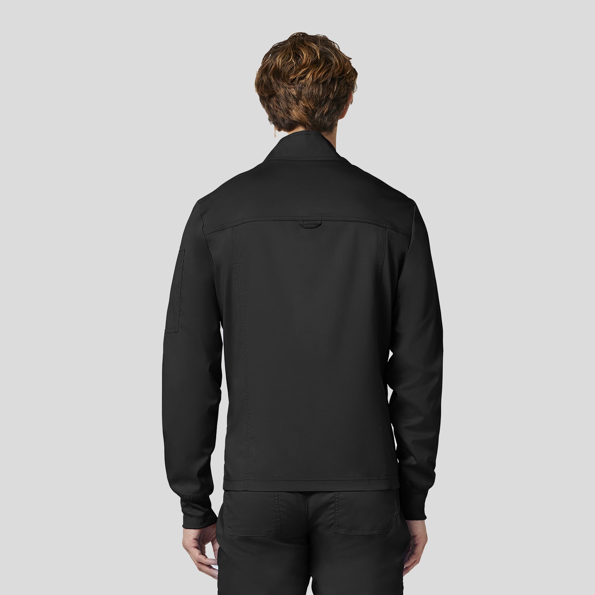 Men's Zip Front Scrub Jacket | Black