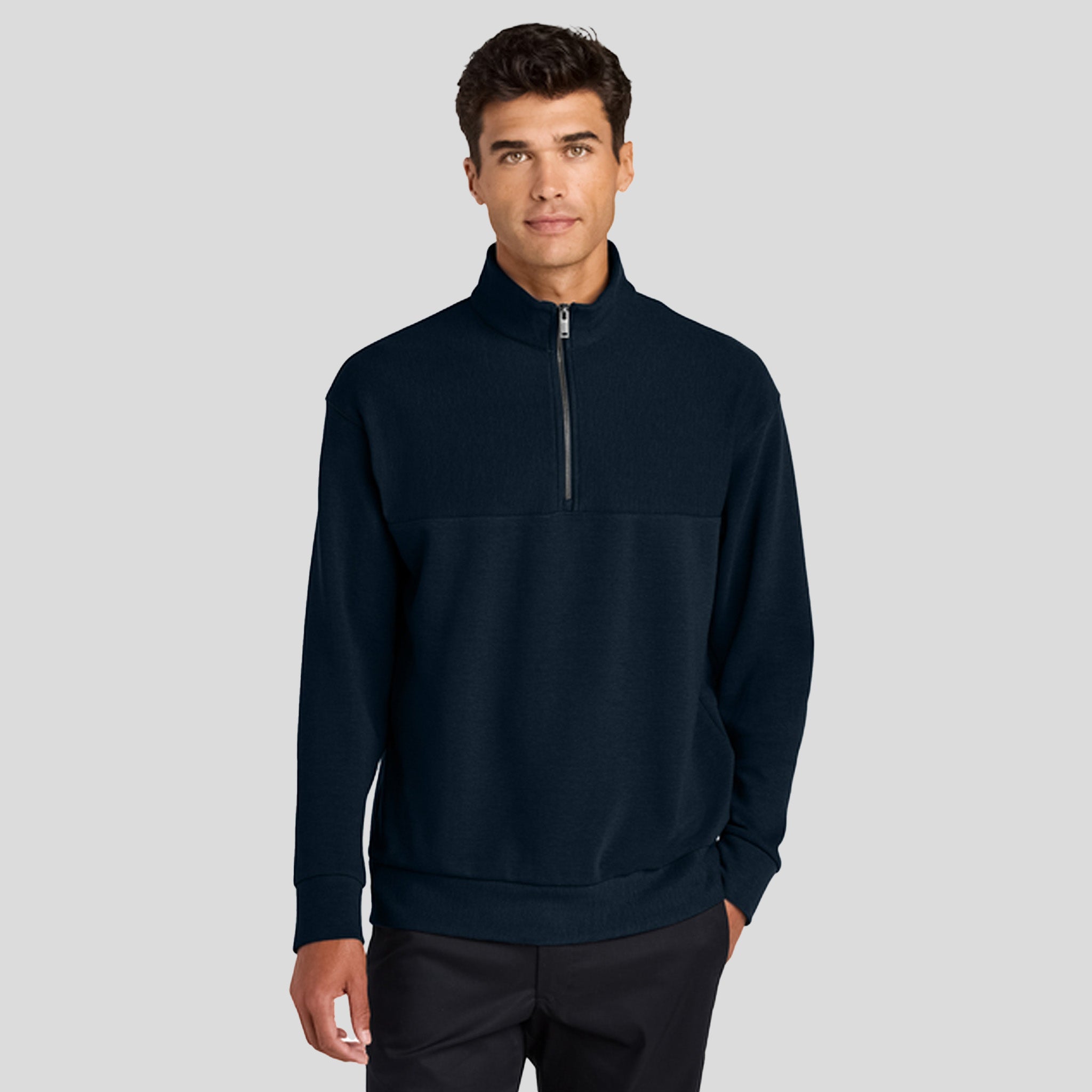 Linear Texture 1/4-Zip | Night Navy