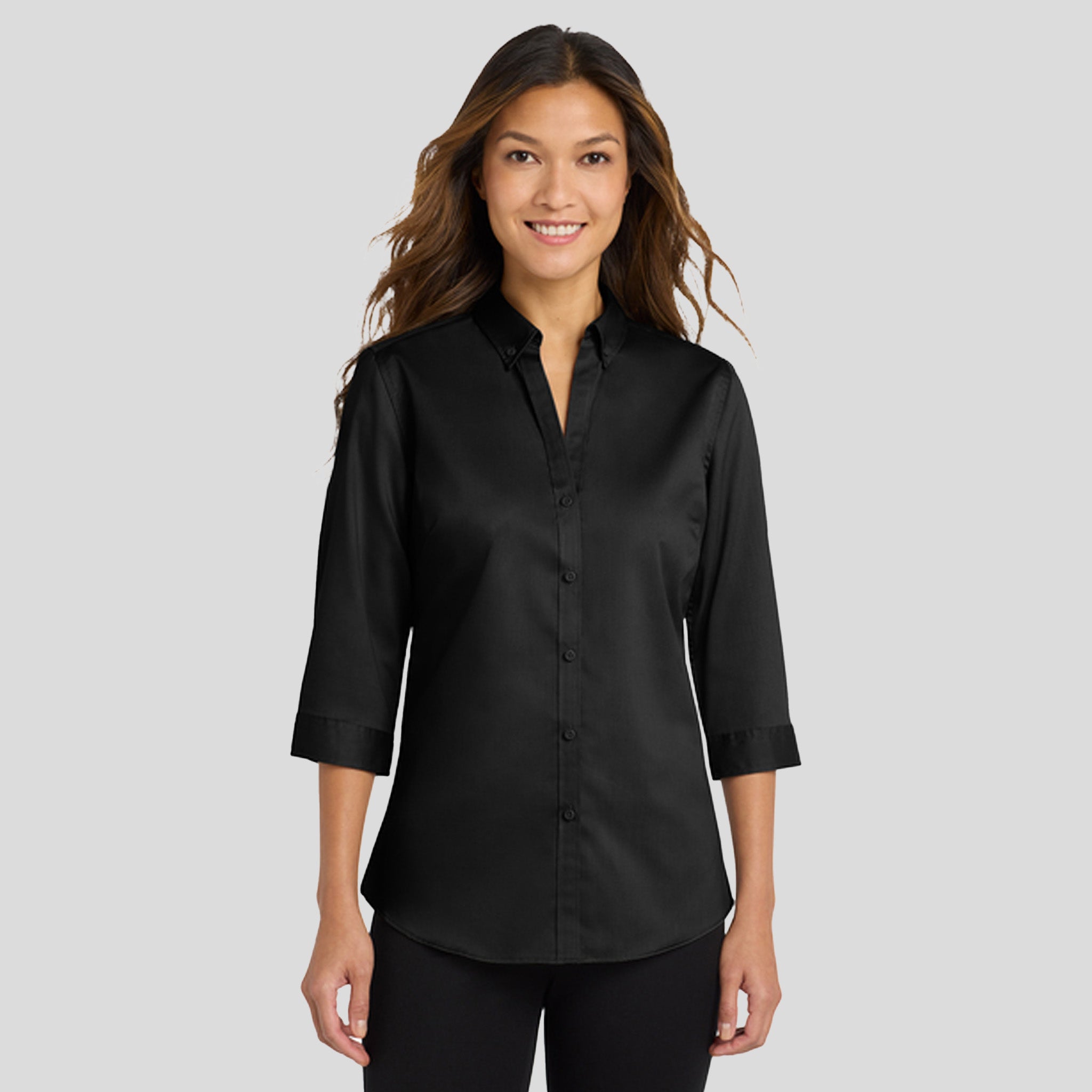 Women's 3/4-Sleeve SuperProβ’ Twill Shirt | Black