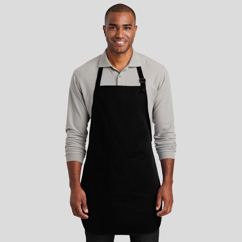 Full-Length Two-Pocket Bib Apron | Black