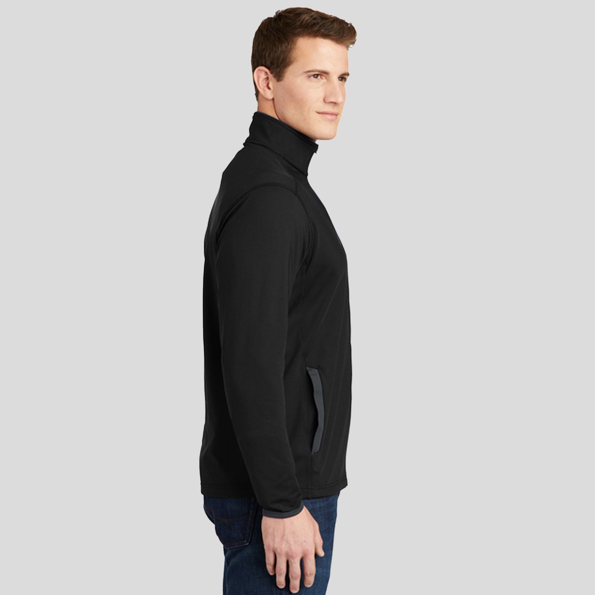 Sport-Wick® Stretch Contrast Full-Zip Jacket | Black/Charcoal Grey