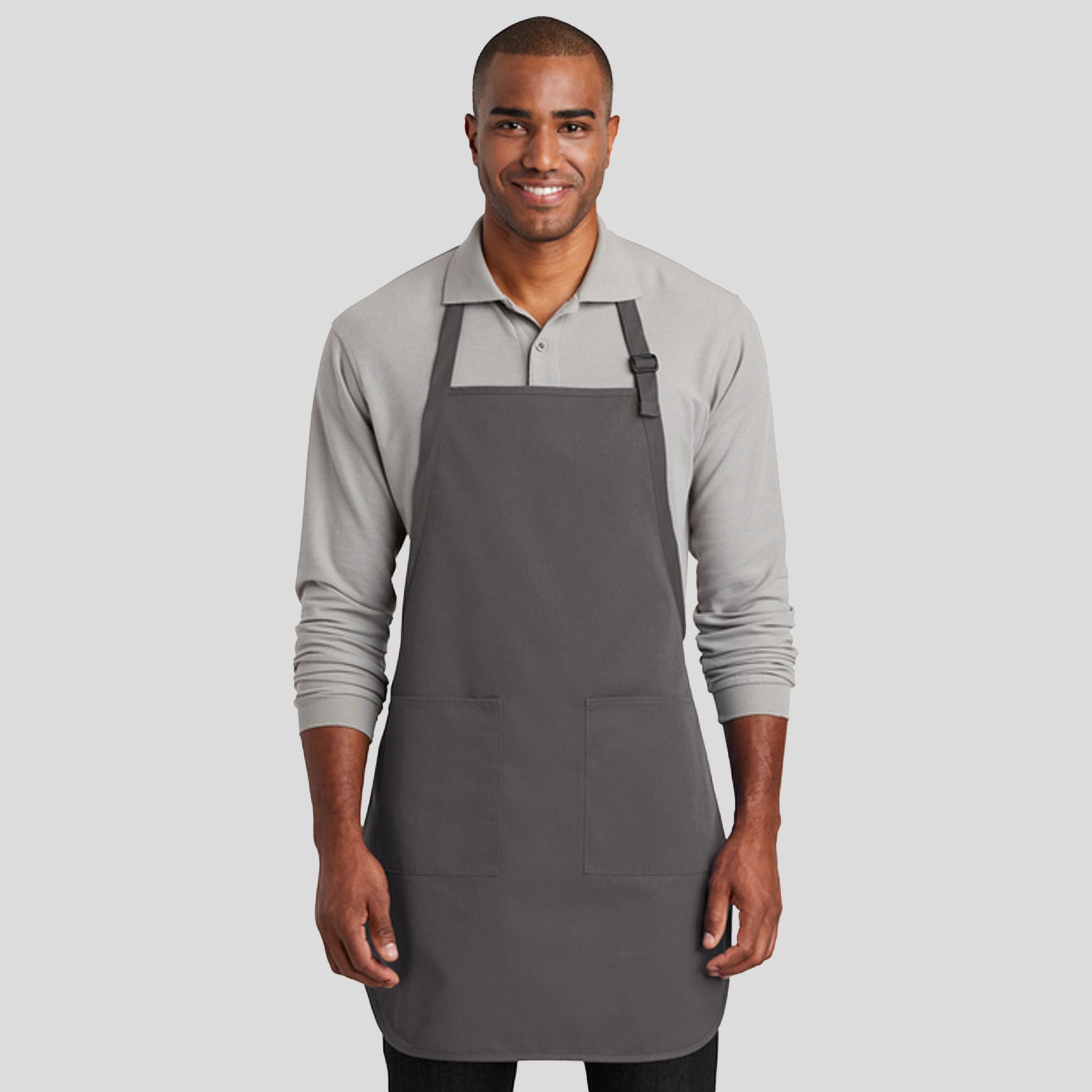 Full-Length Two-Pocket Bib Apron | Charcoal