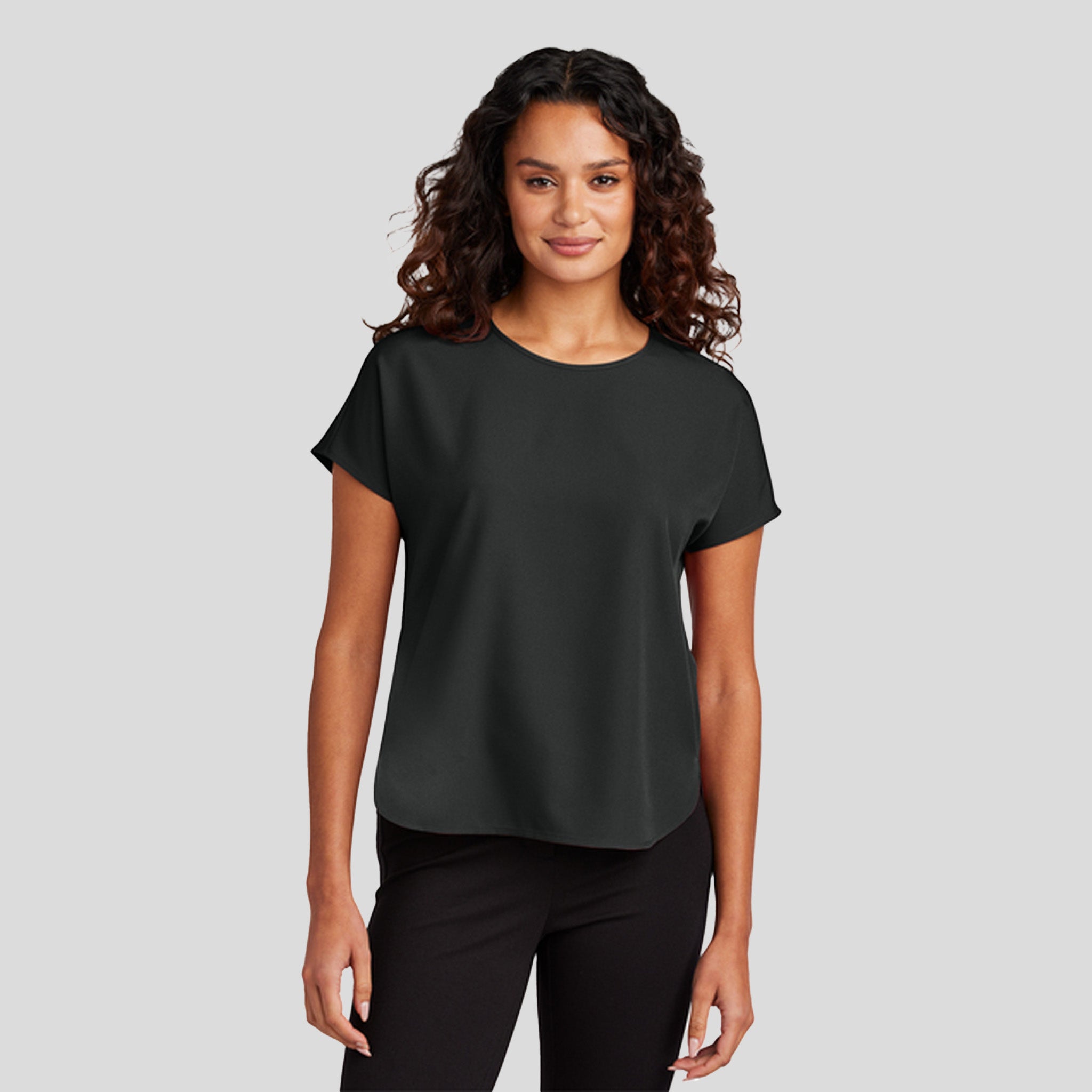 Women's Stretch Crepe Crew | Deep Black