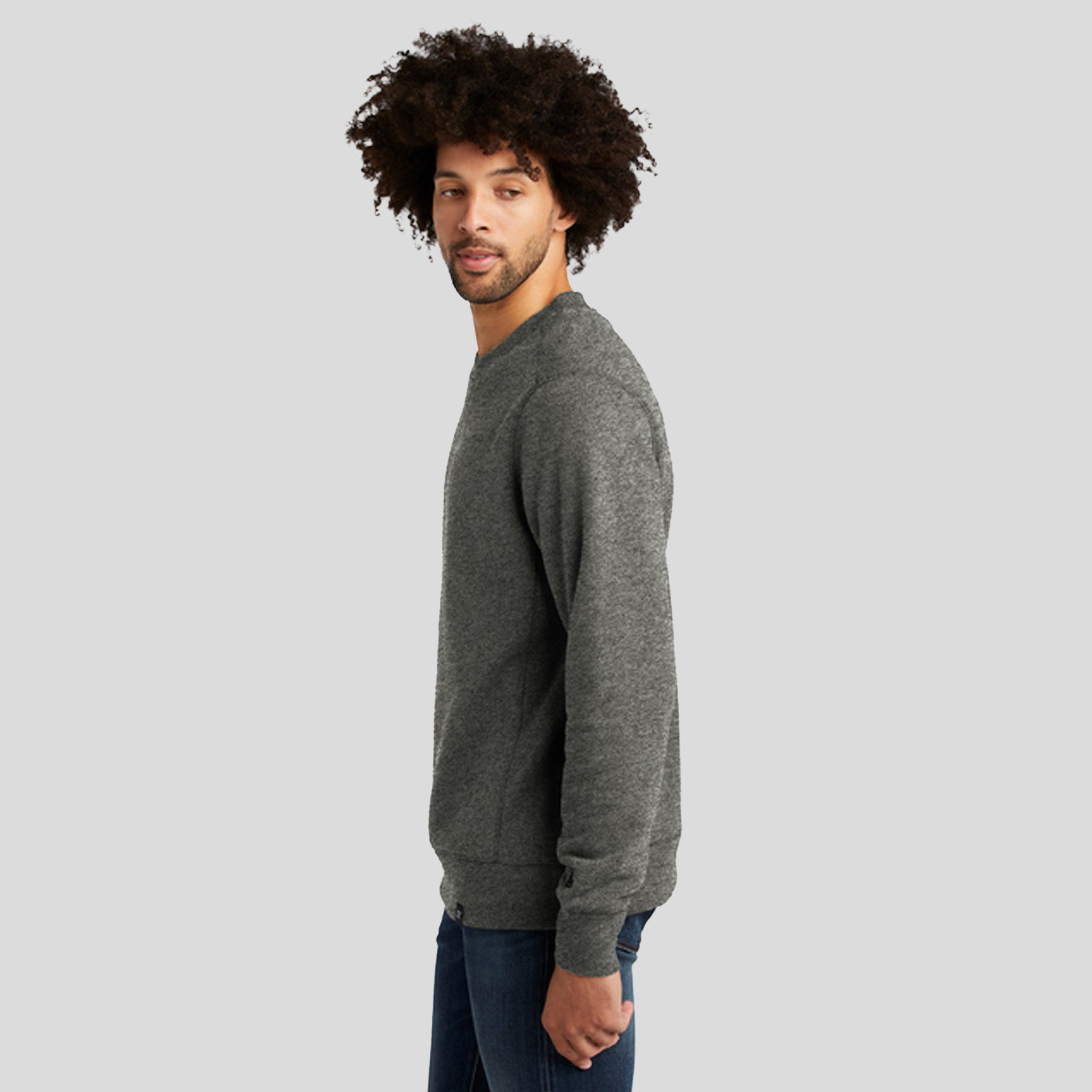 Men's French Terry Crew | Black Twist