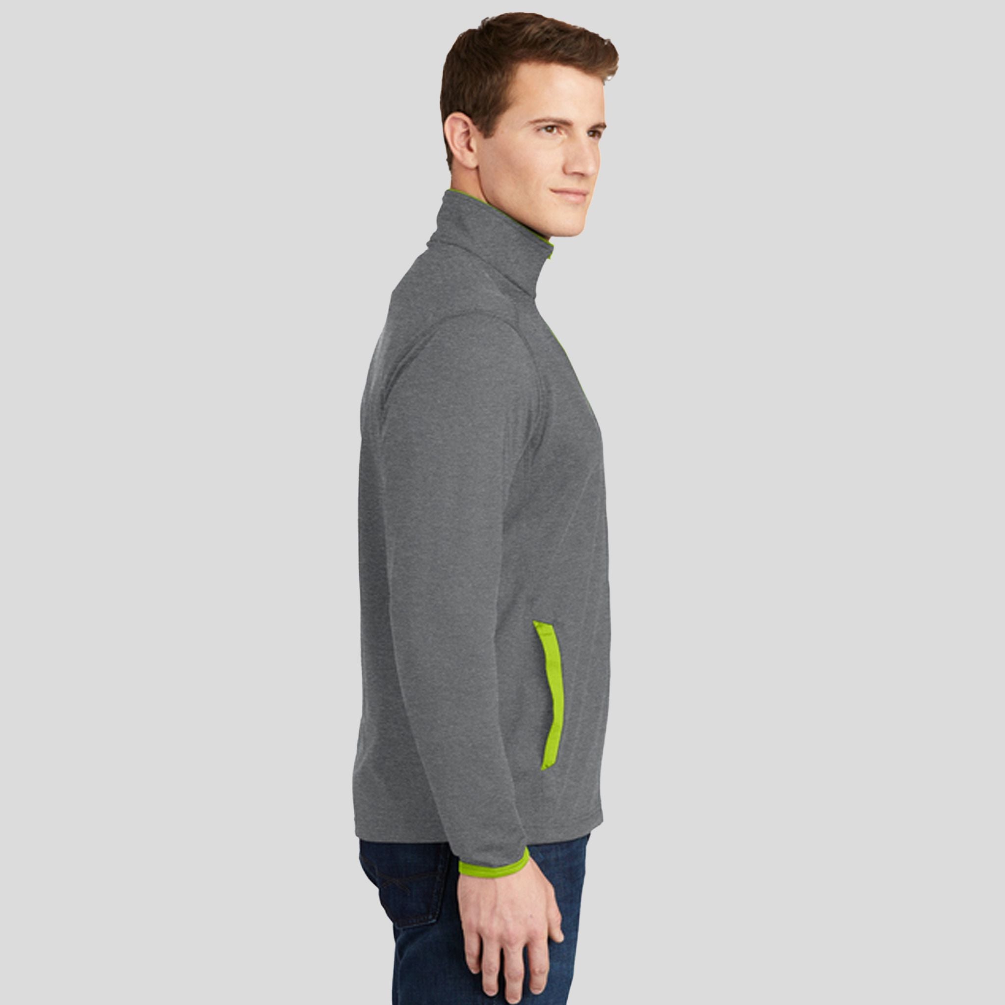 Sport-Wick® Stretch Contrast Full-Zip Jacket | Charcoal Grey Heather/Charge Green